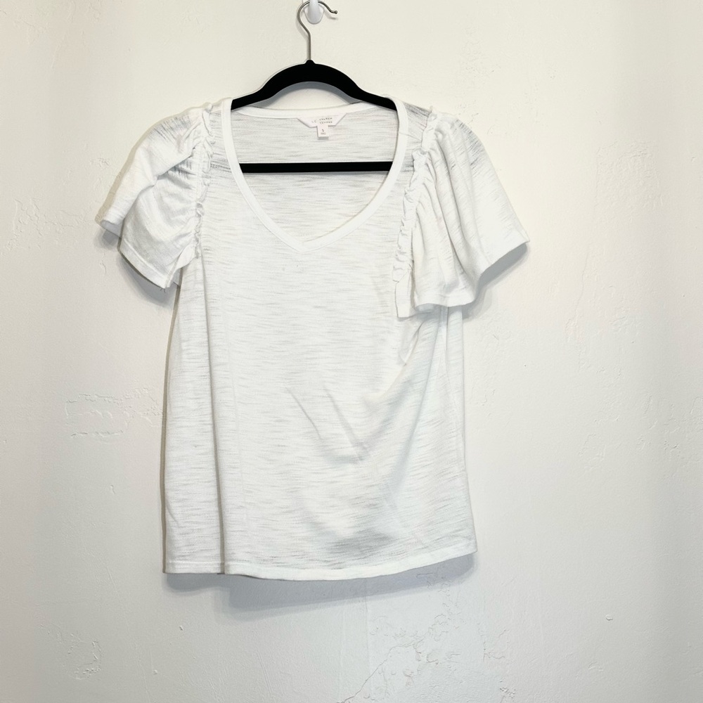 White Ruffled Sleeve Women's Top